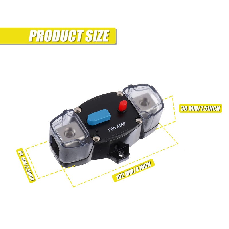 EPLZON 200A 12-48 Volt DC Self Recovery Circuit Breaker with Manual Reset Button for Automotive Rv Marine Boat (200Amp) - Image 2